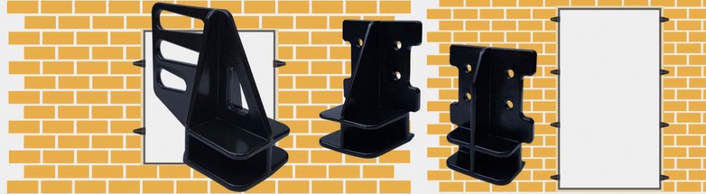 Harpuns wall brackets for building- in and retrofitting